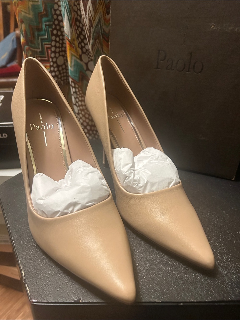 Paolo Beige Pointed-Toe Leather Pumps9 1/2 NIB